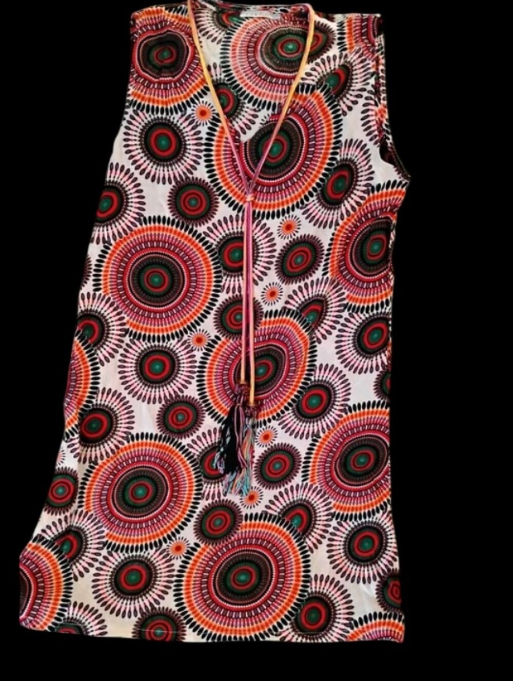 Lili & Lala Sz S Sleeveless Retro Boho Multicolor Circle-Print Dress